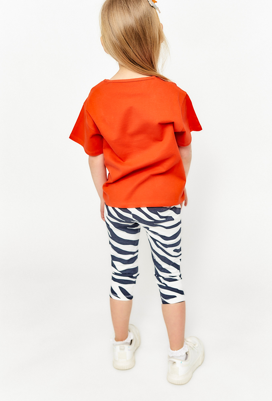 Legginsy dla dziewczynki we wzór zebry 3/4