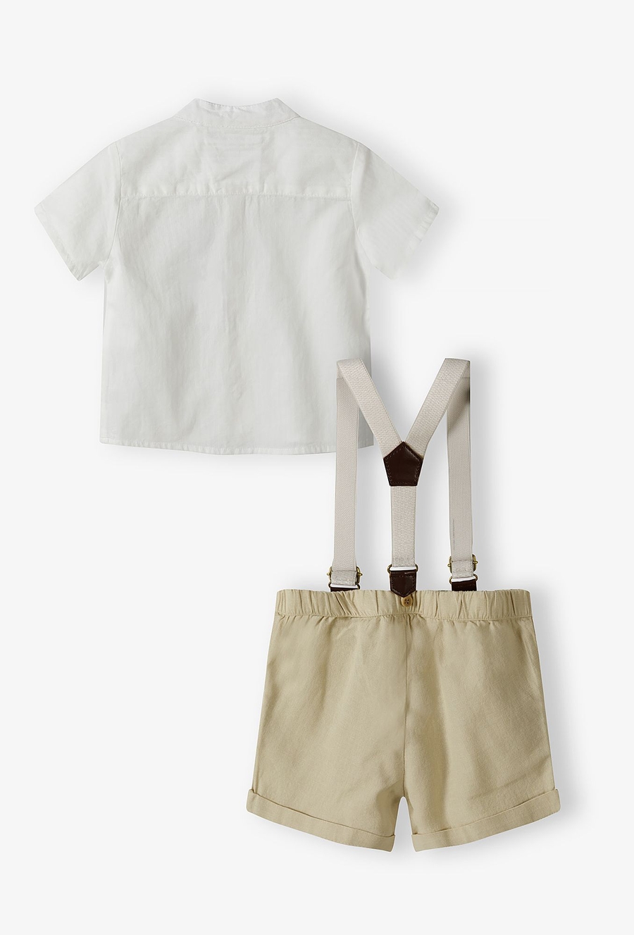 Elegancki komplet dla niemowlaka - koszula i spodenki z szelkami