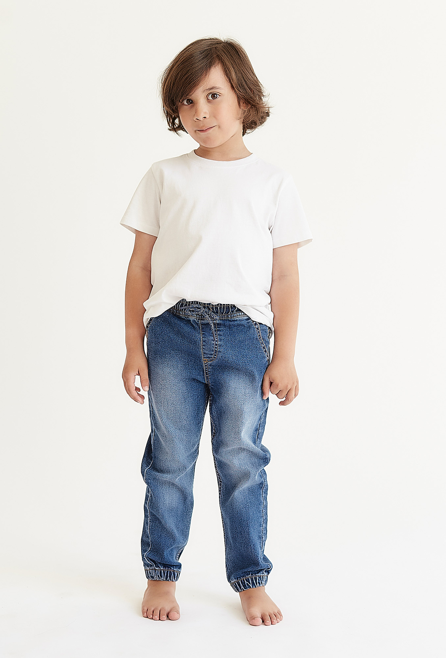 Spodnie jeansowe joggery - niebieskie