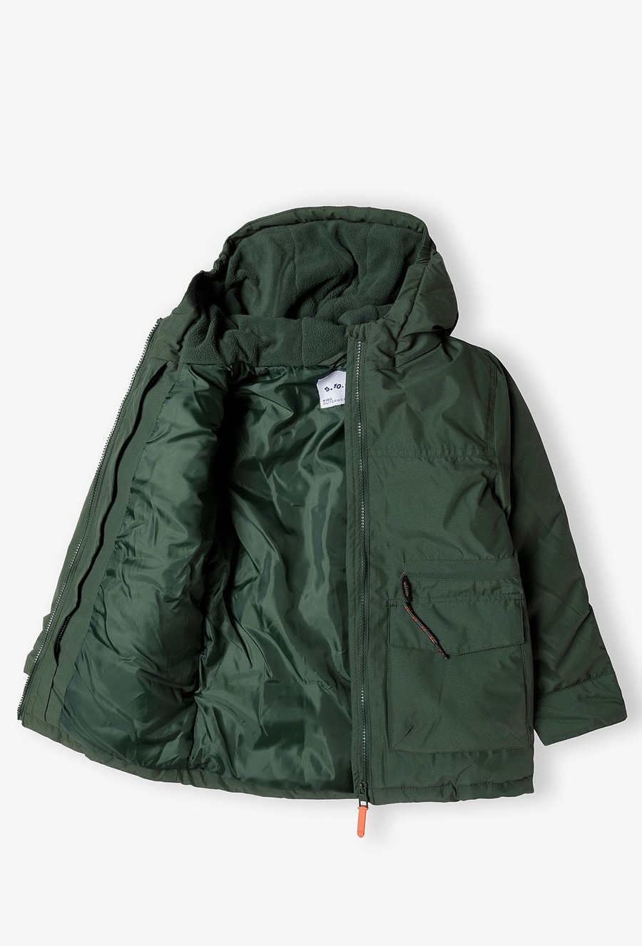 Zielona kurtka chłopięca typu parka 3w1 z kapturem