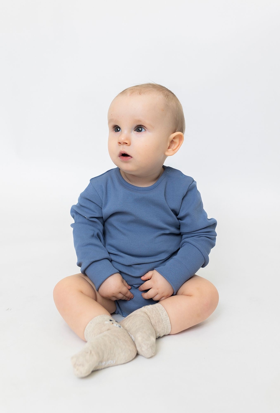 Body z długim rękawem - niebieskie w prążki