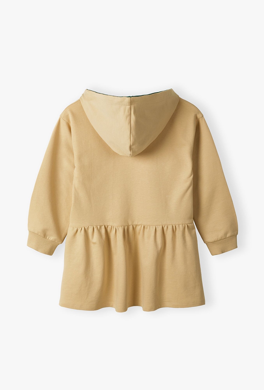 Sukienka z dzianiny dresowej - beżowa z kotem - 510.15.