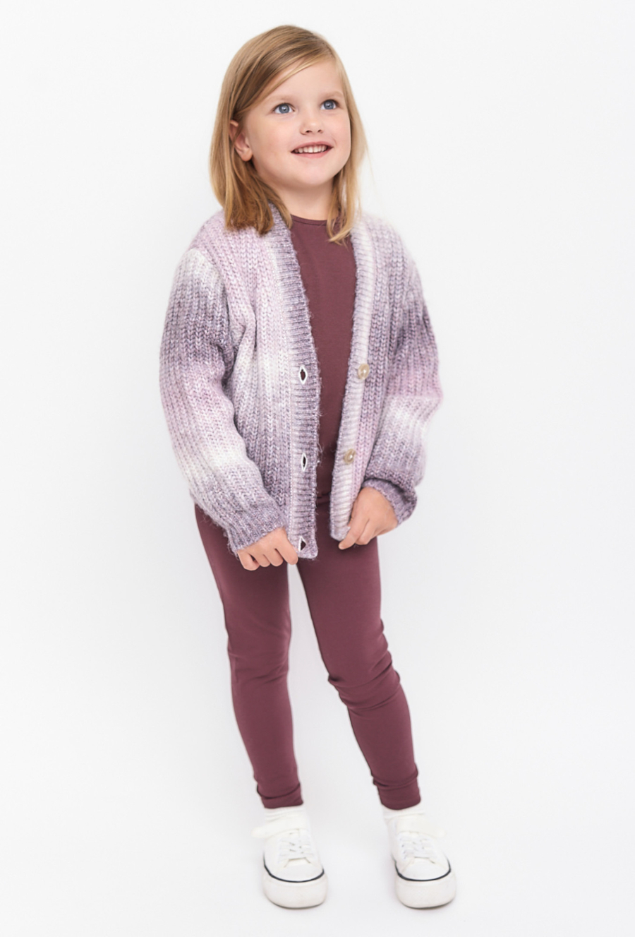 Sweter dziewczęcy rozpinany - fioletowy - ombre - 510.15.