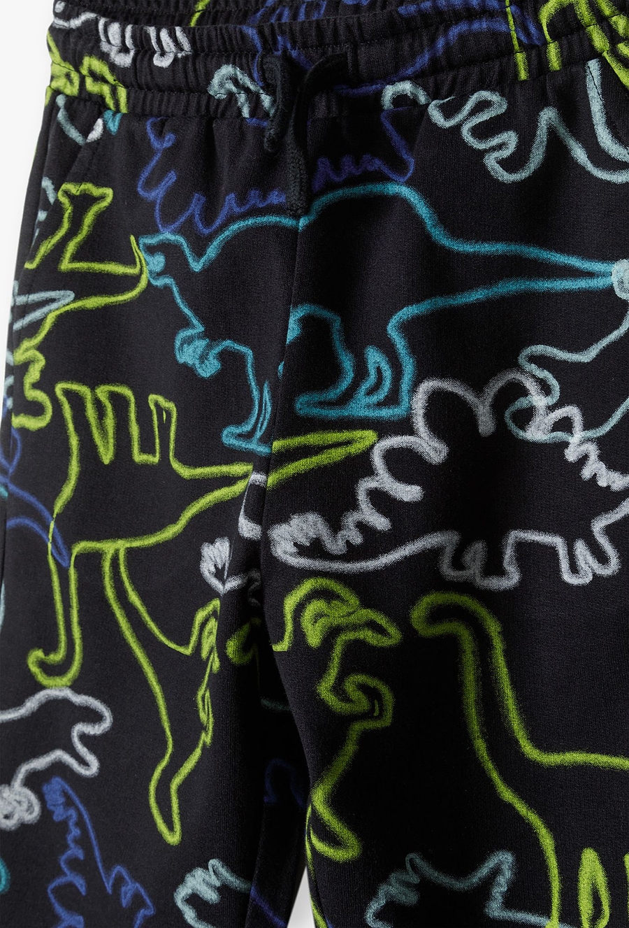 Czarne spodnie dresowe w dinozaury - regular - 510.15.