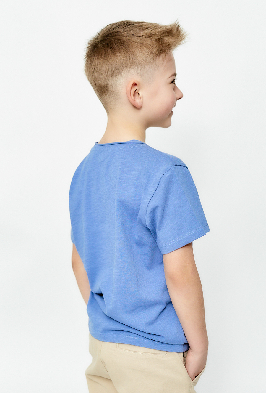 T-shirt chłopięcy bawełniany - niebieski z nadrukiem