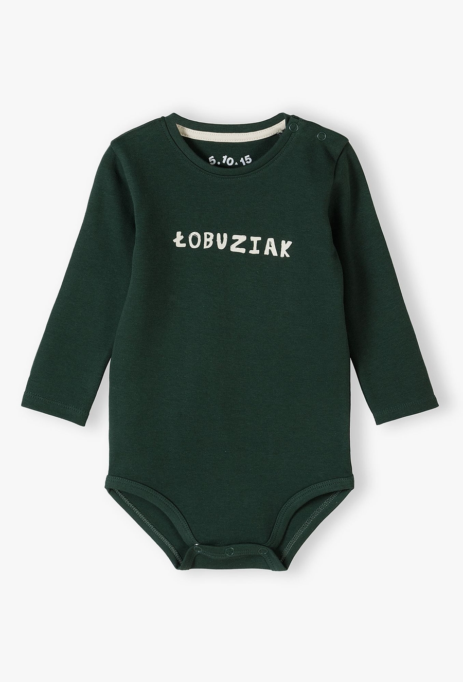 Zielone bawełniane body z napisem ŁOBUZIAK