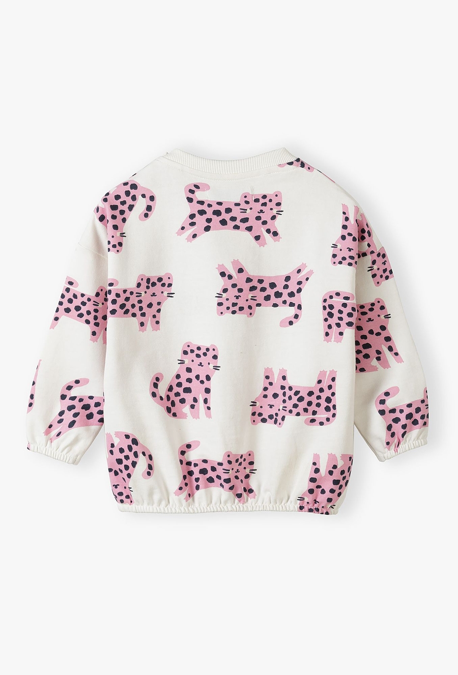 Bluza dresowa dla niemowlaka - ecru w różowe tygryski - 510.15.