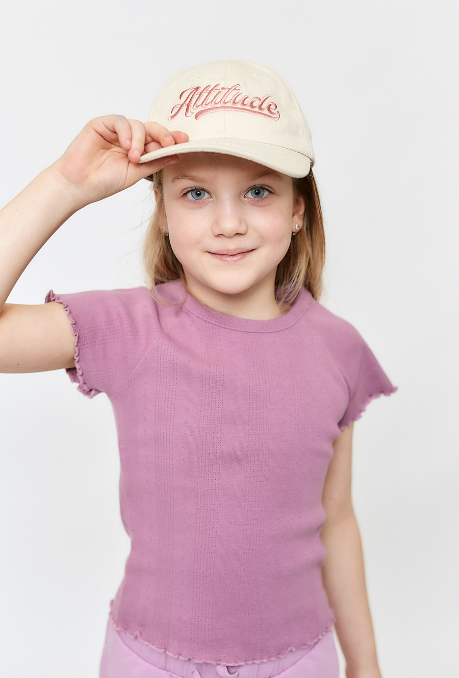 T-shirt dziewczęcy prążkowany