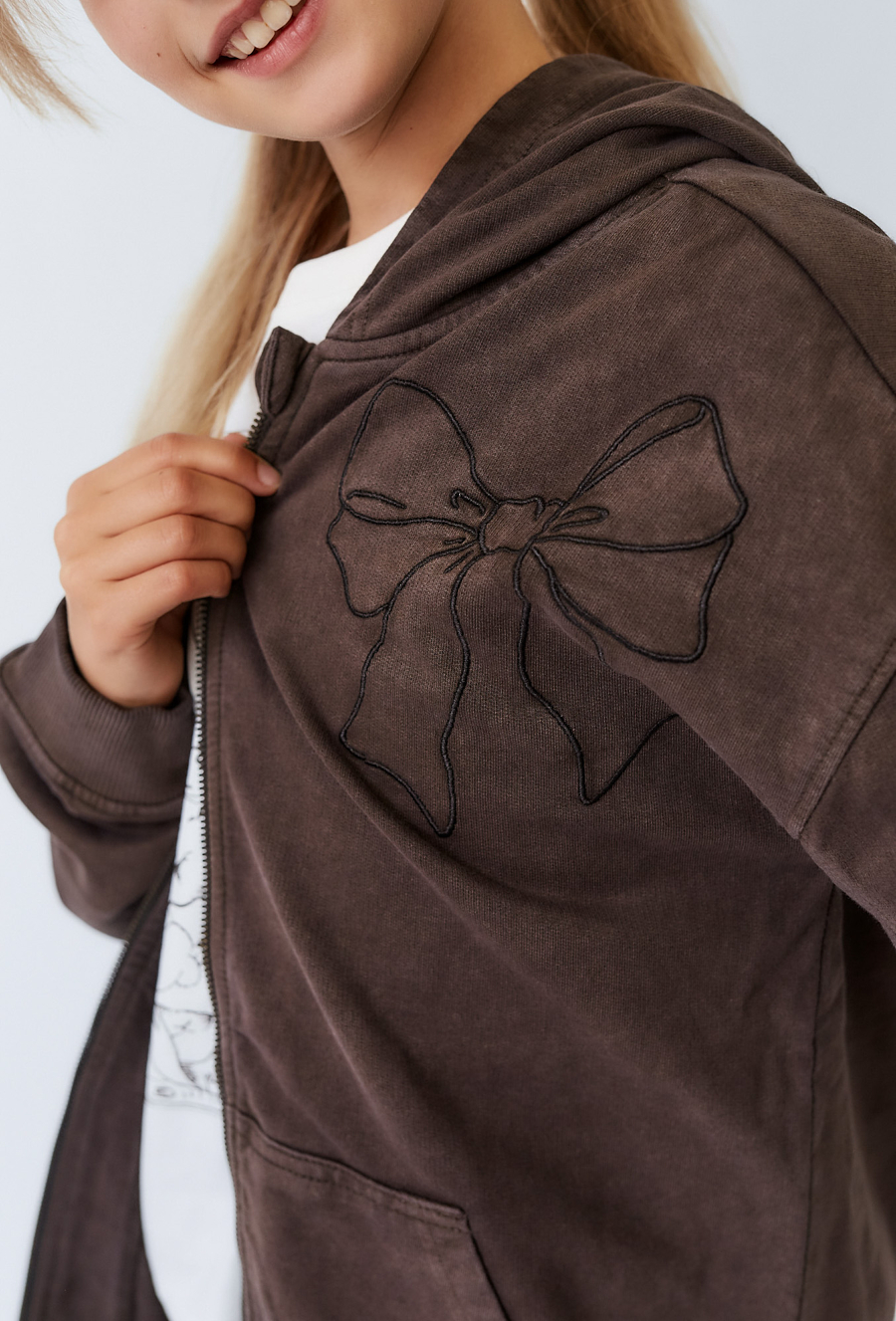 Bluza dziewczęca rozpinana z kapturem