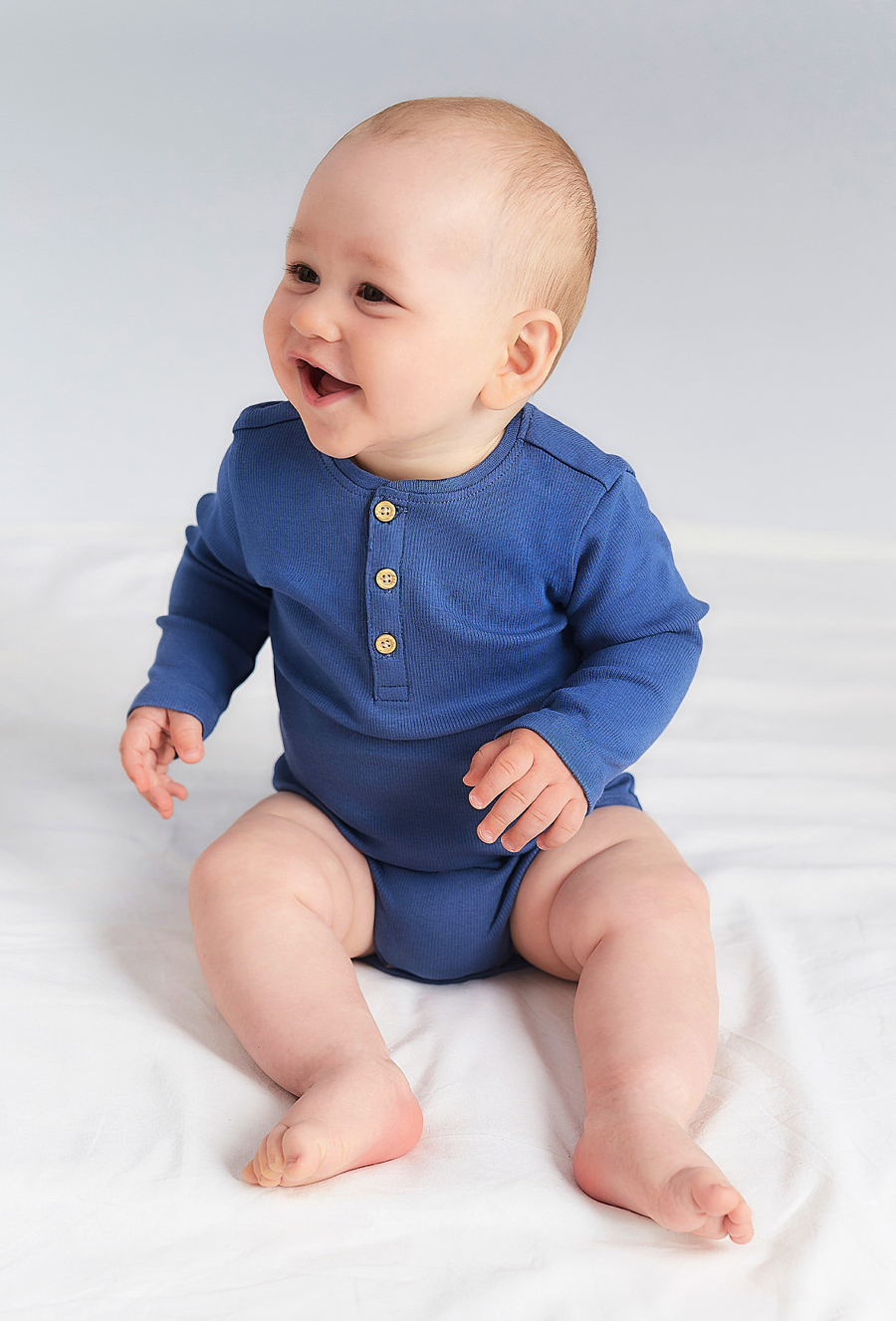 Body w prążki - niebieskie z długim rękawem - 510.15.