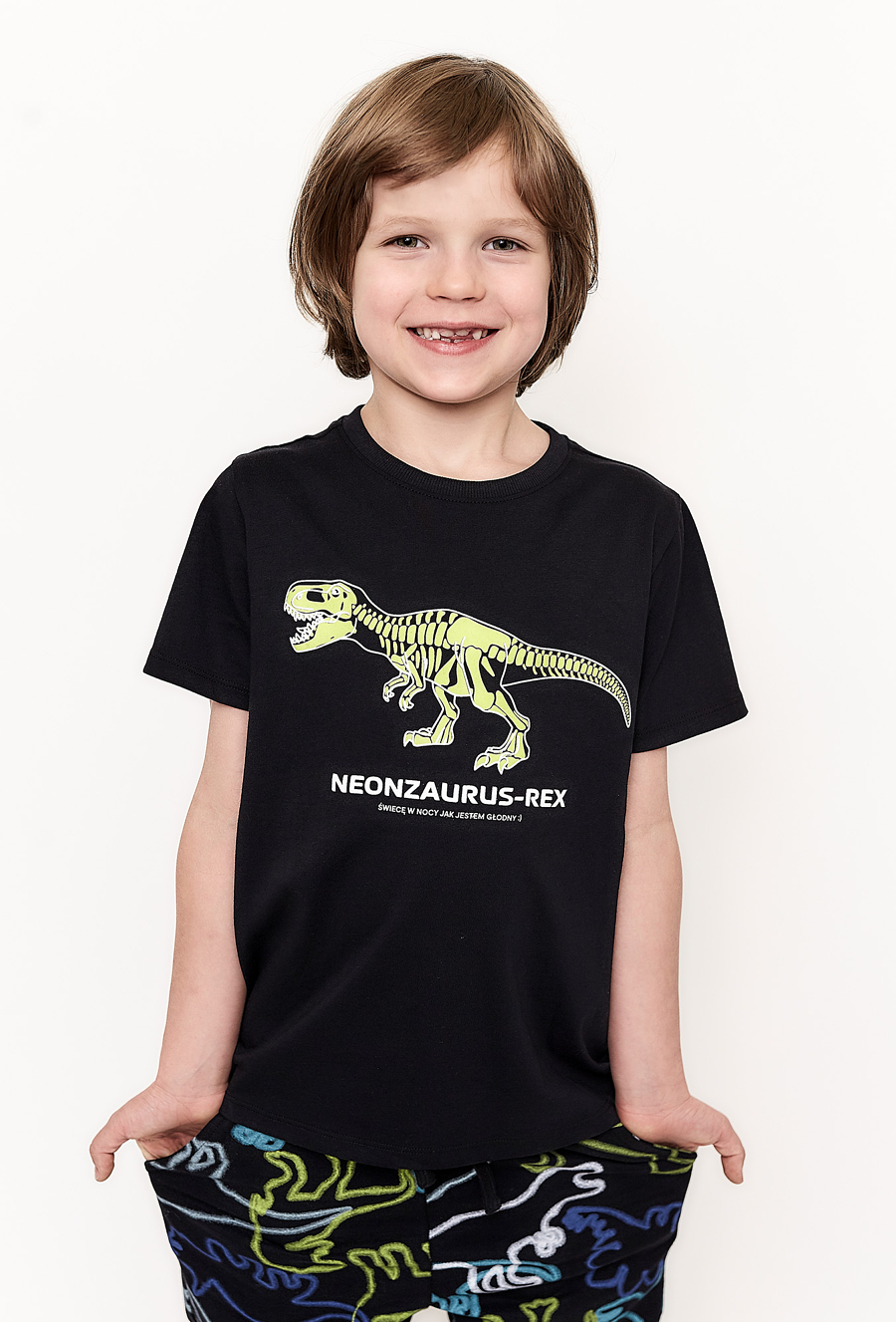Koszulka dla chłopca - neonowy dinozaur - 510.15.