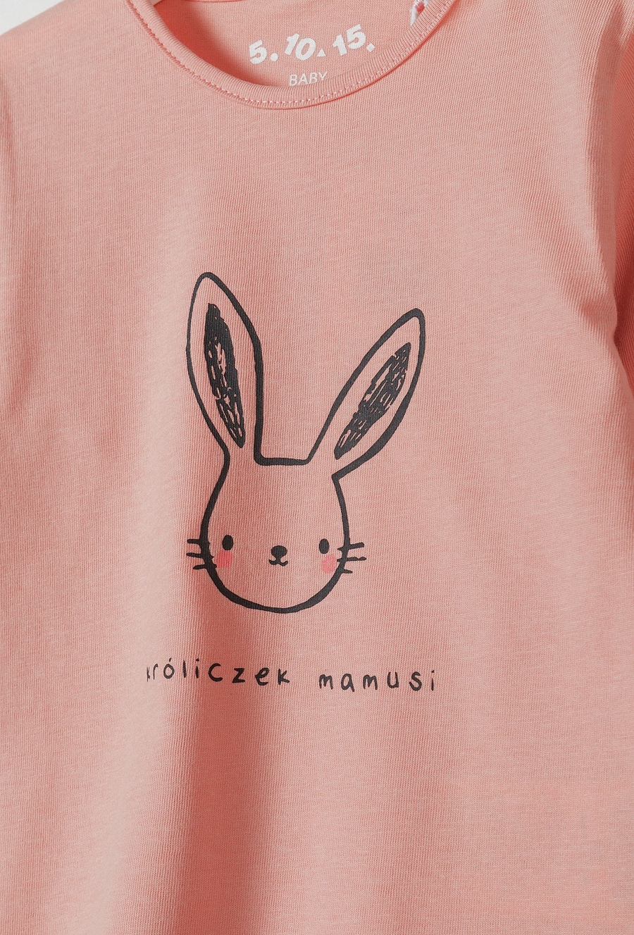 Różowa bawełniana bluzka niemowlęca z napisem - Króliczek mamusi