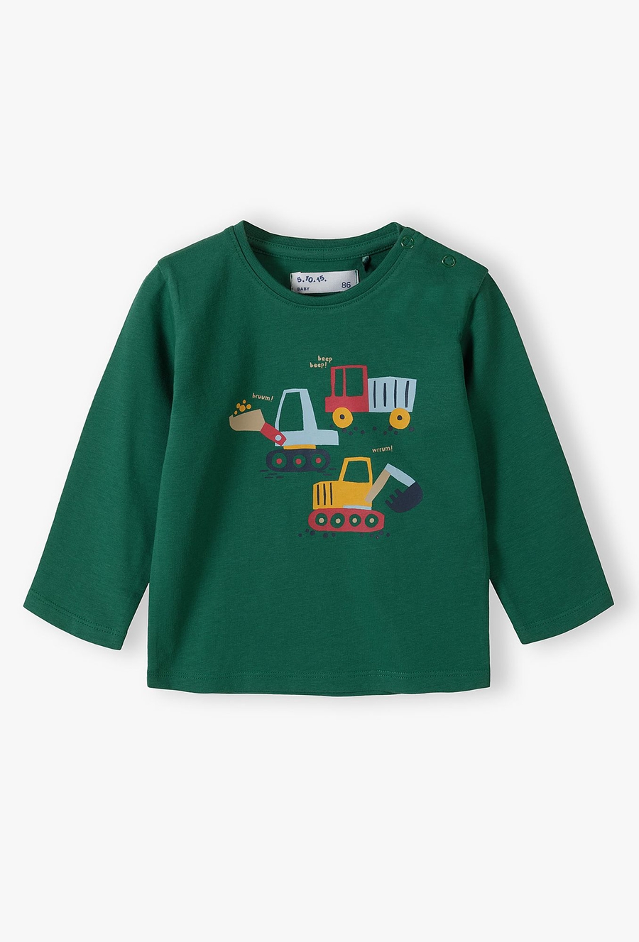 Zielona bawełniana bluzka niemowlęca z koparką - 510.15.