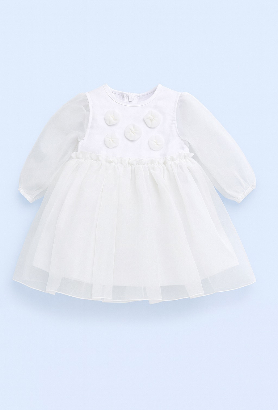 Biały komplet dla niemowlaka – sukienka i majteczki