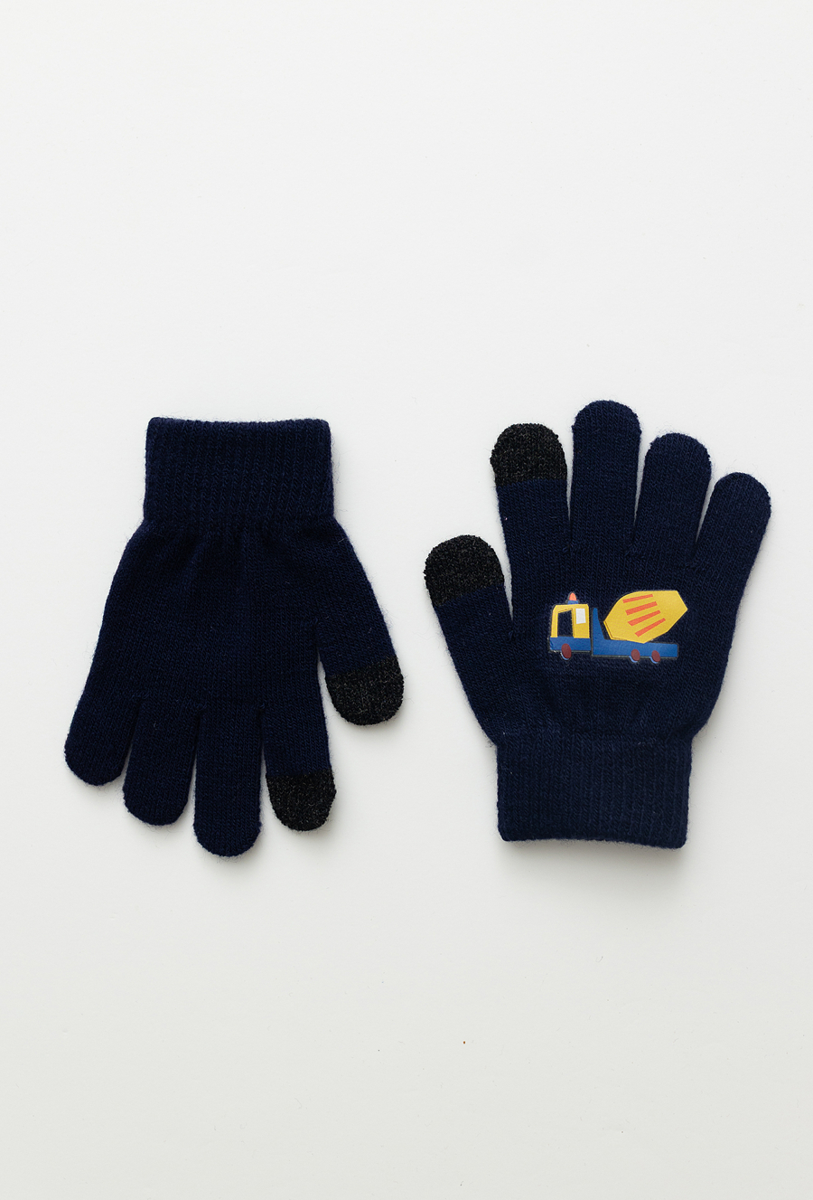 Granatowe rękawiczki dziecięce z nadrukiem