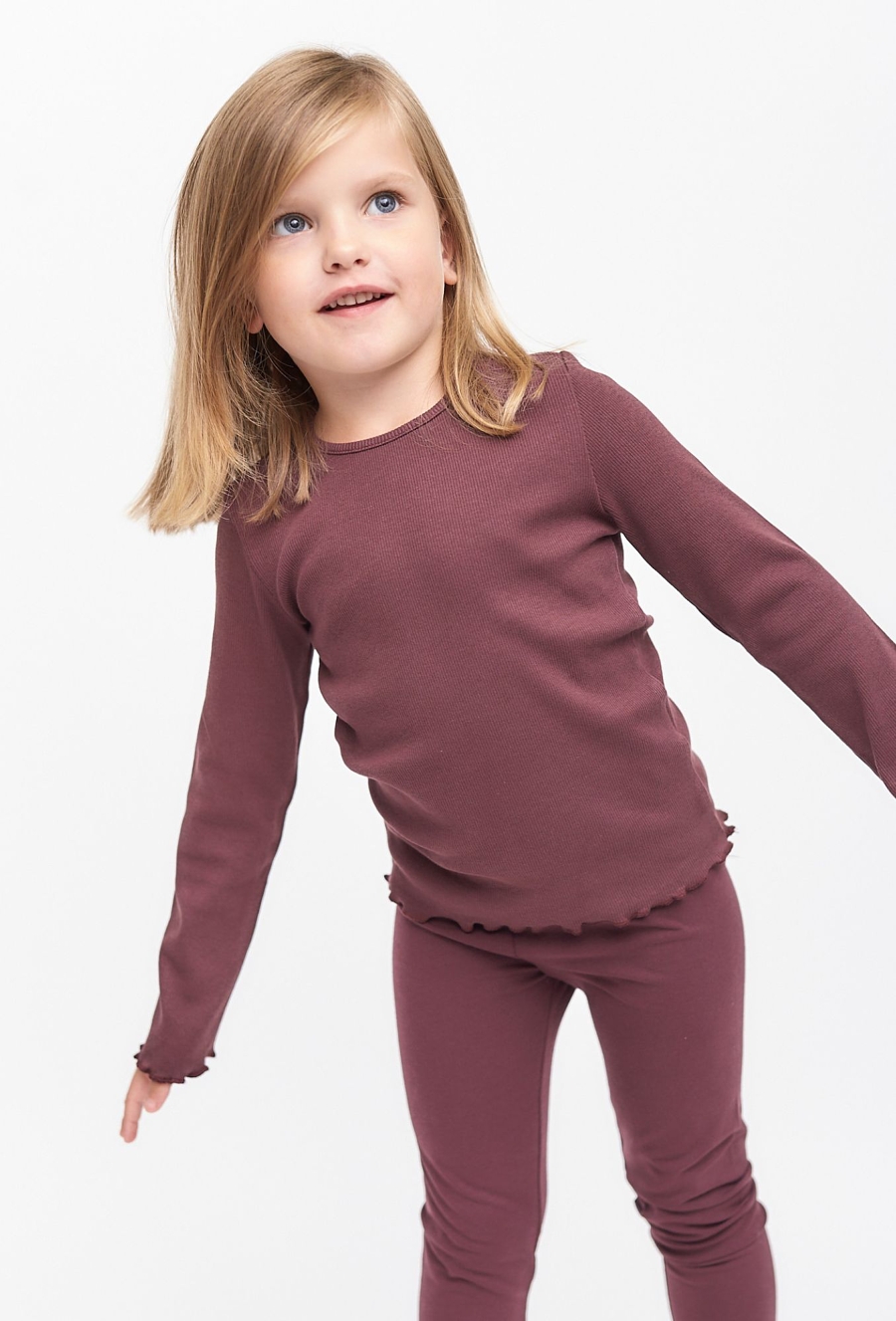 Bluzka dziewczęca w prążki - bordowa - 510.15.