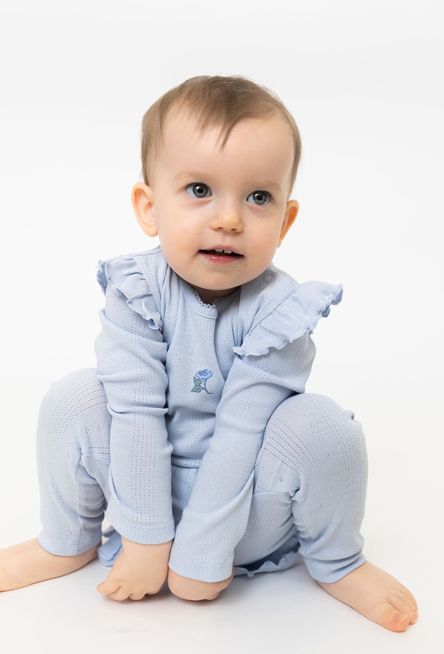 Body niemowlęce z długim rękawem i falbankami