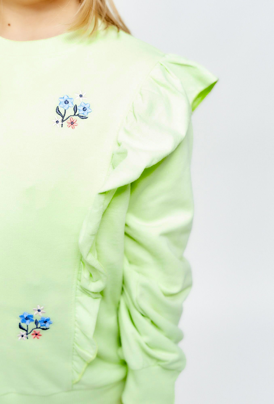 Bluza dresowa dla dziewczynki - haftowane kwiatki