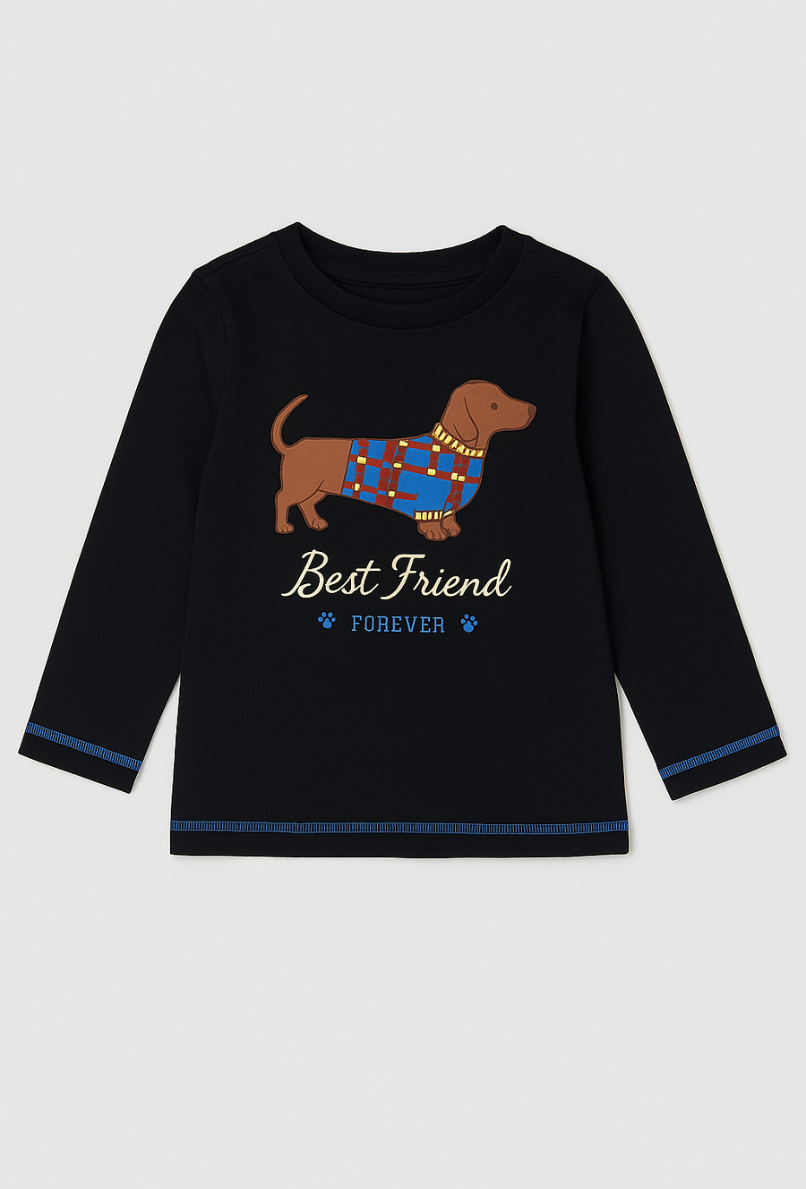 Bluzka dziecięca granatowa z nadrukiem pieska.