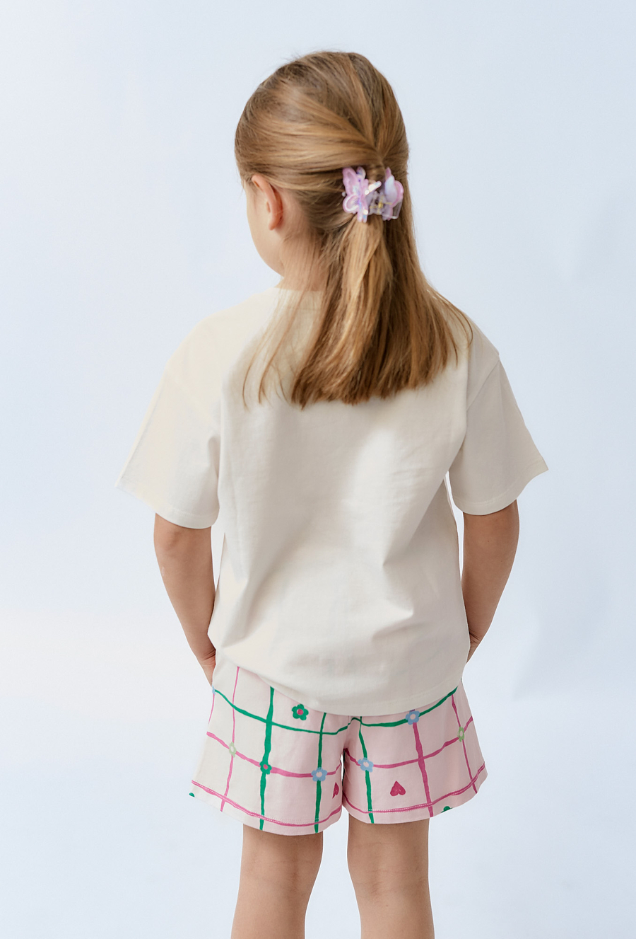 Bawełniane szorty w atkę z kwiatkami