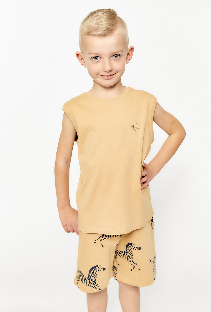 2-pak koszulek na lato - brązowa i granatowa