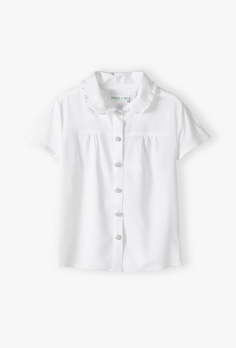 Biała elegancka koszula dla dziewczynki - ótki rękaw - Max&Mia