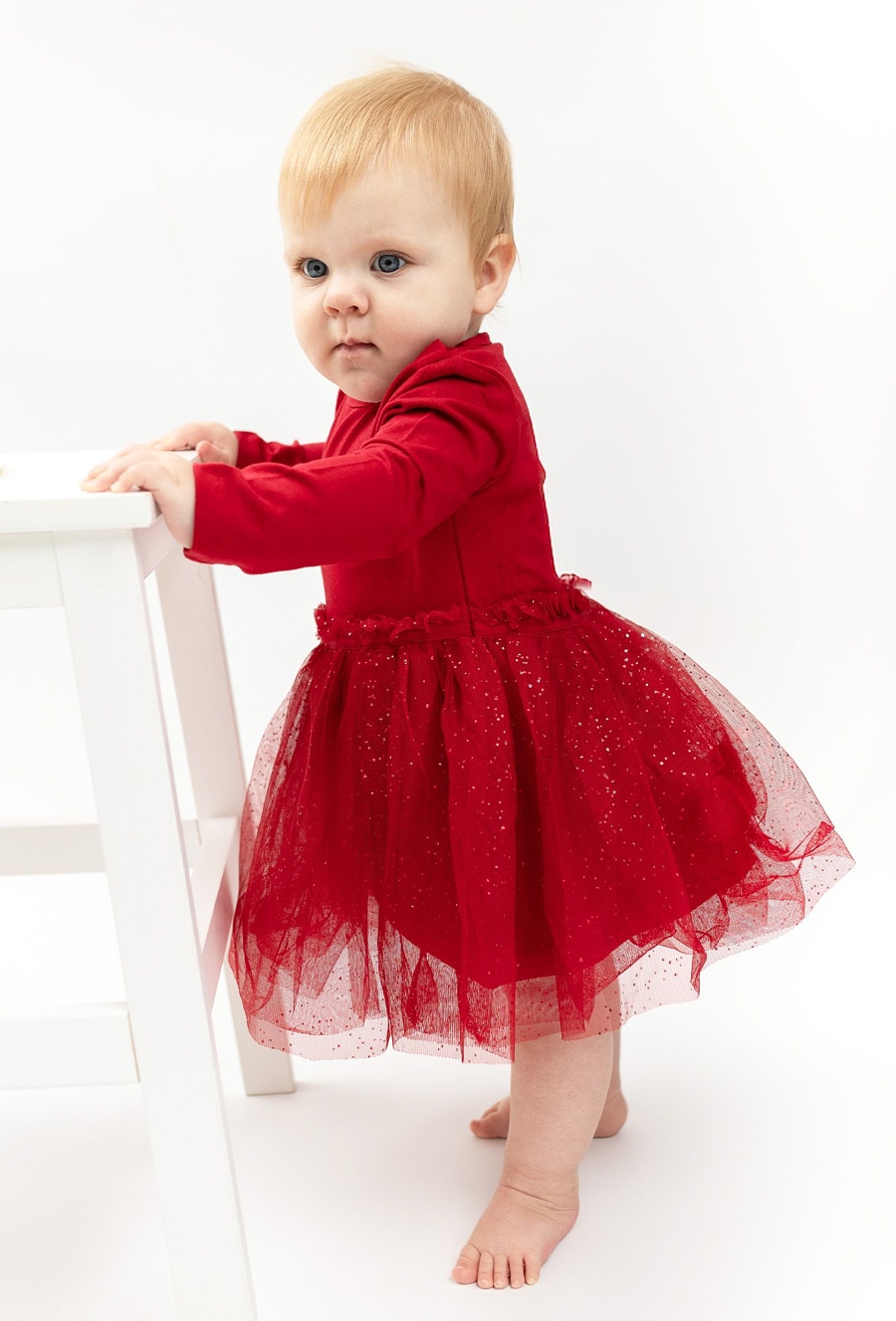 Czerwona sukienka z długim rękawem - 510.15.