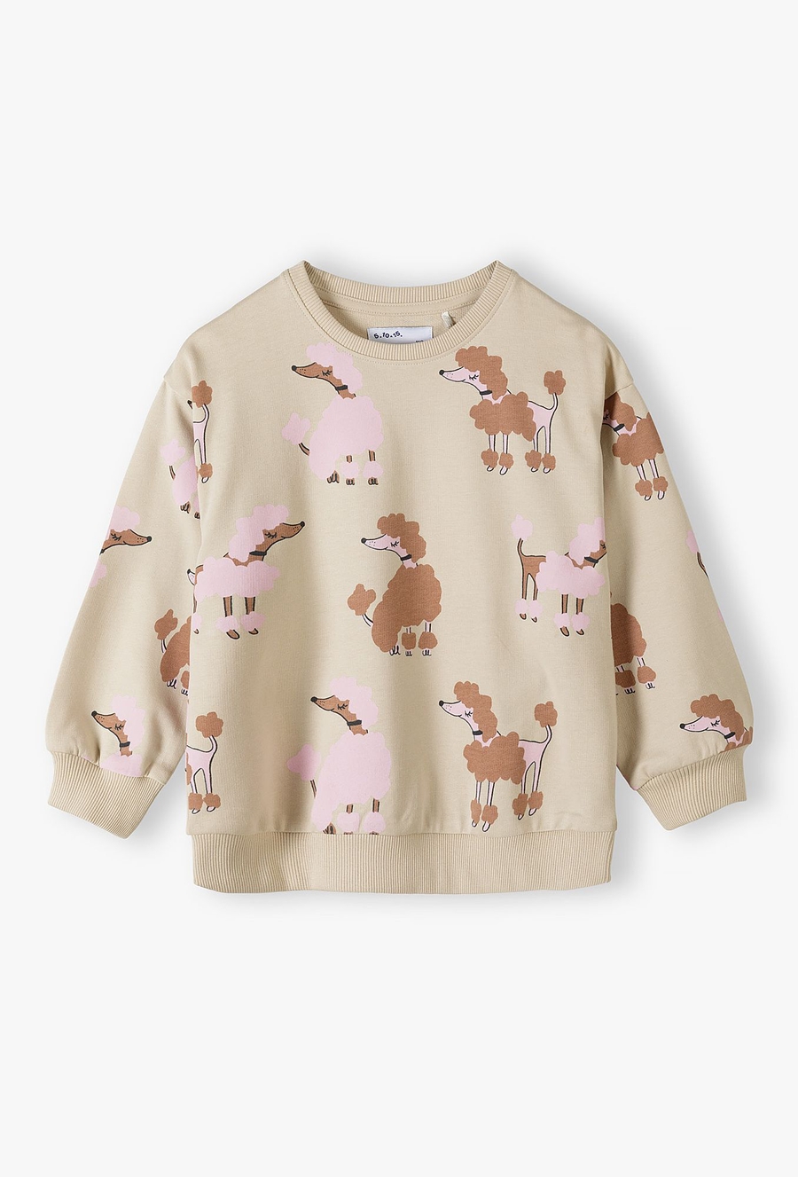 Dresowa bluza dla dziewczynki - beżowa w pieski - 510.15.
