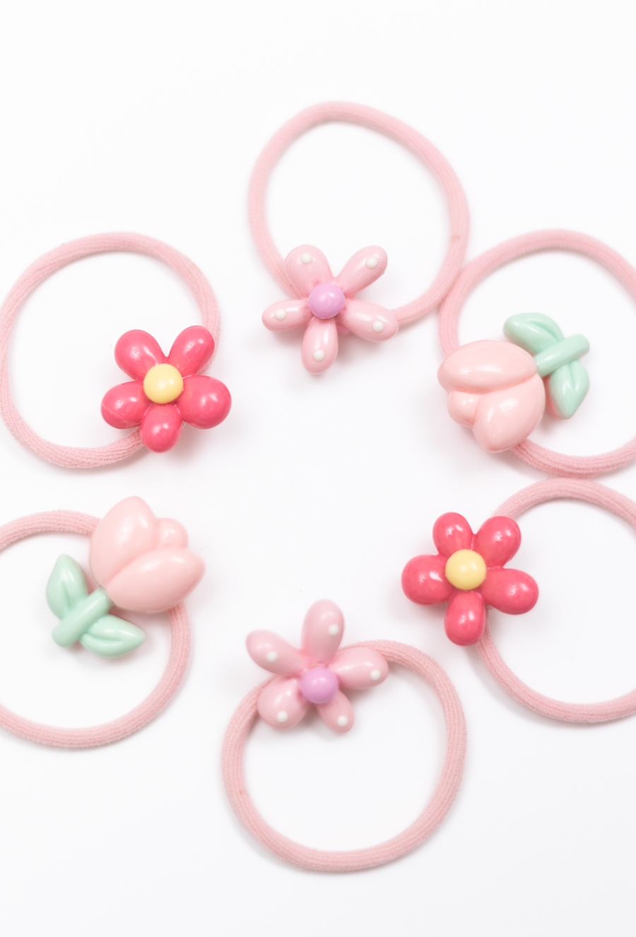 Zestaw 6 różowych gumek do włosów