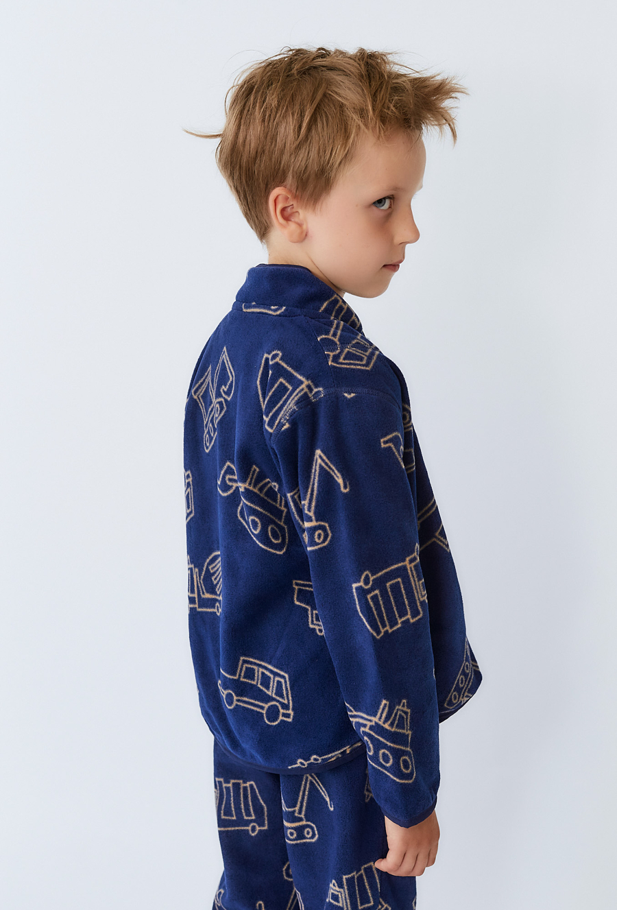 Granatowa rozpinana bluza polarowa z nadrukiem