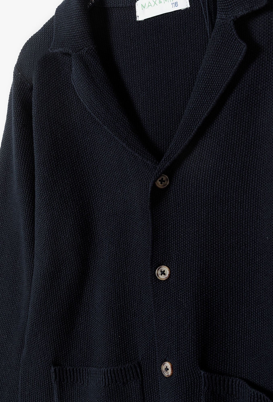 Granatowy elegancki sweter rozpinany dla chłopca z bawełny