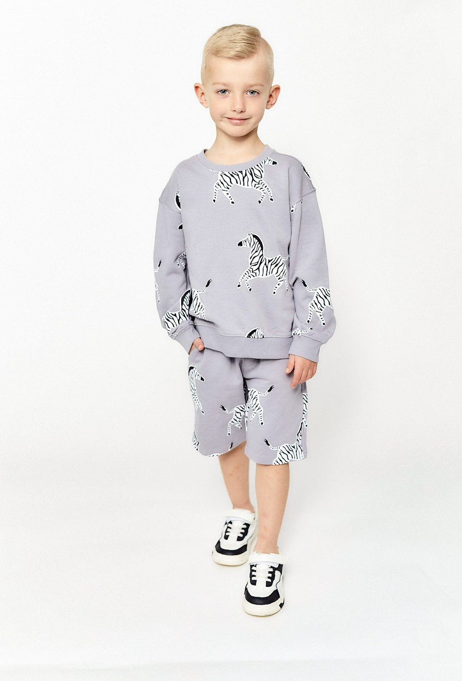 Bluza dresowa dla chłopca - szara w zebry