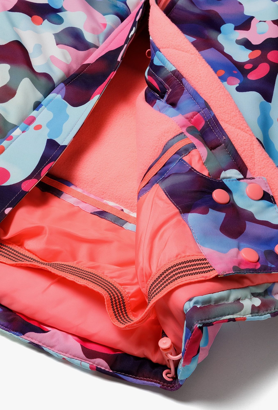 Kolorowa kurtka narciarska dziewczęca z elementami odblaskowymi