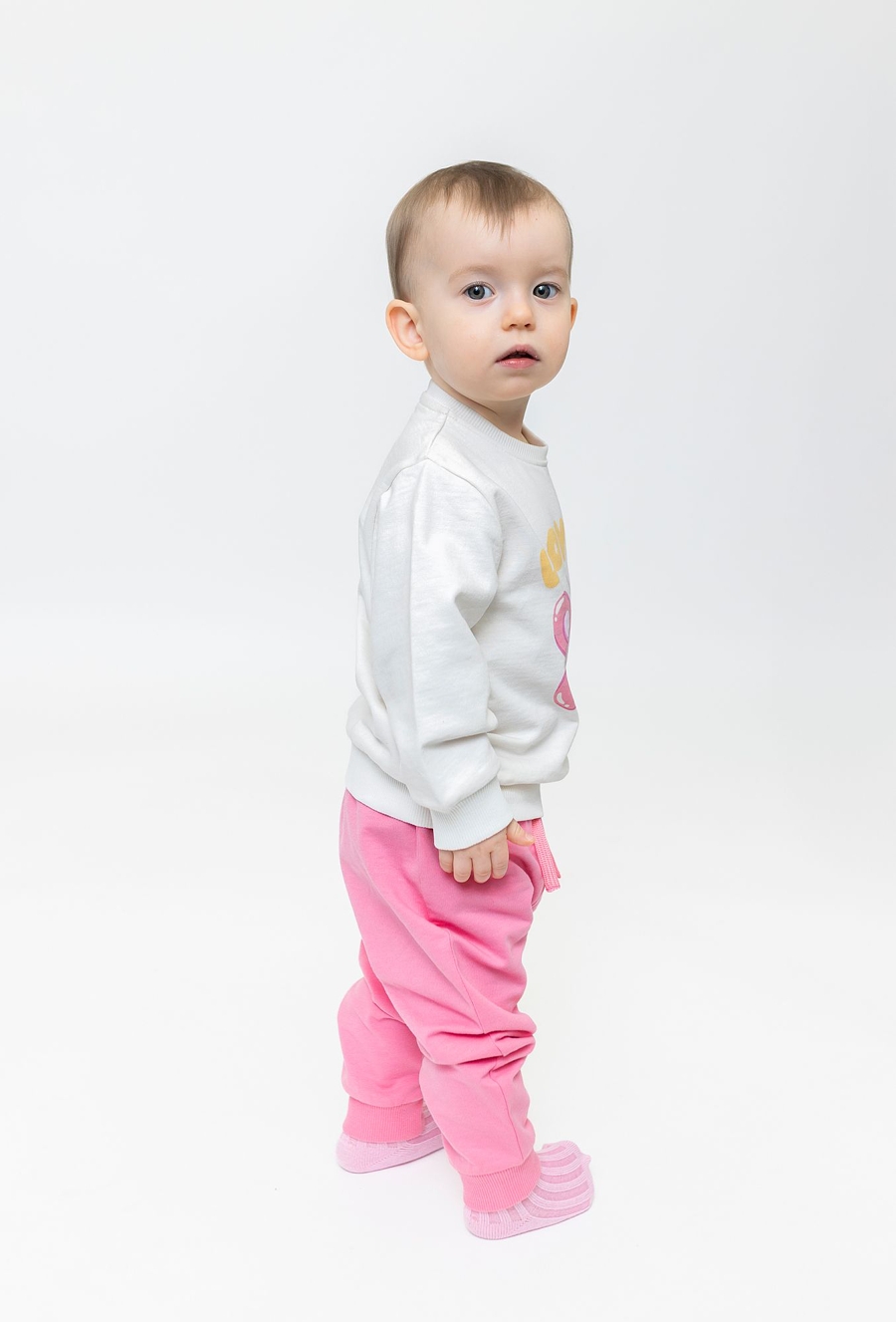 Bluza dresowa dla niemowlaka - ecru z motylkiem