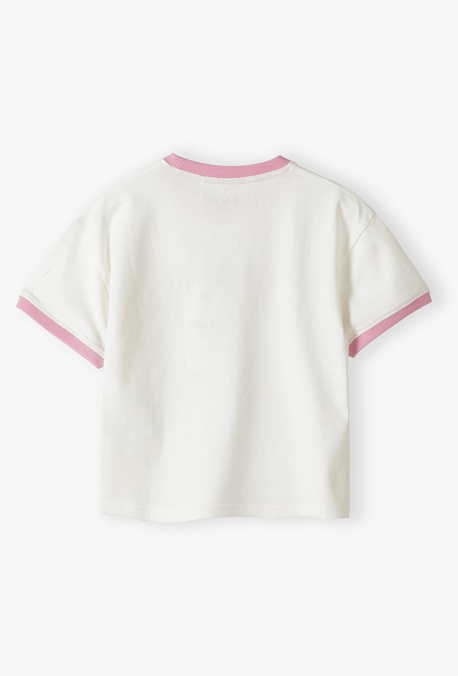 Bawełniany t-shirt dla dziewczynki - biały z napisem SMILE