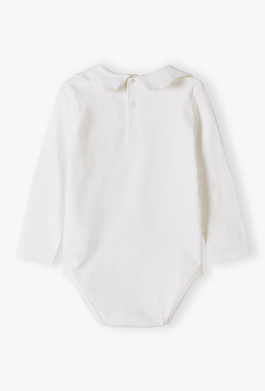 Białe body dziewczęce bawełniane z kołnierzykiem
