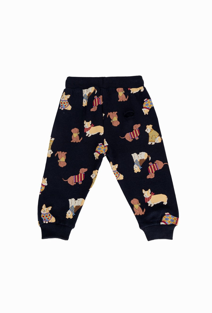 Spodnie dresowe dziecięce granatowe – nadruk w pieski.