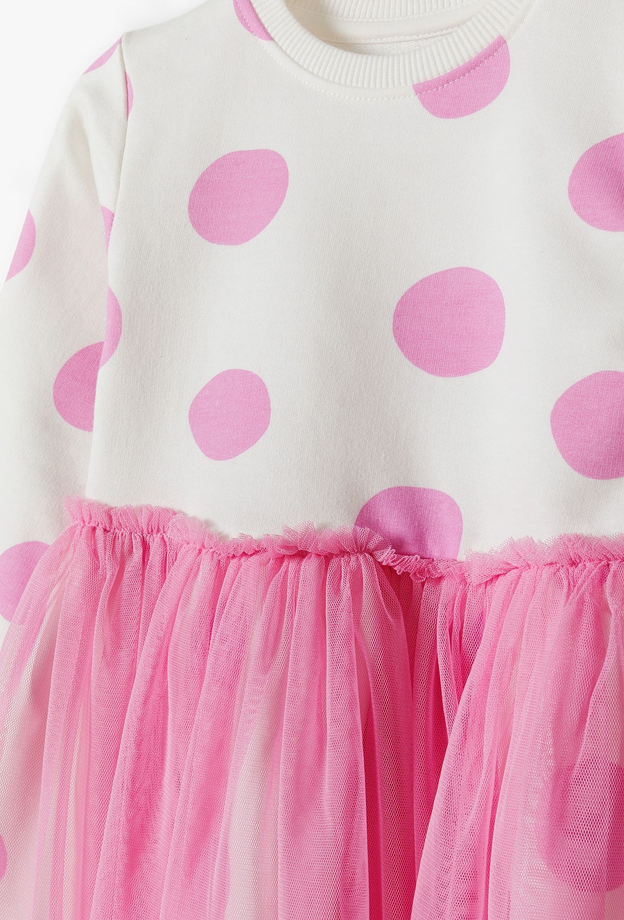 Sukienka niemowlęca w różowe grochy - długi rękaw - 510.15.