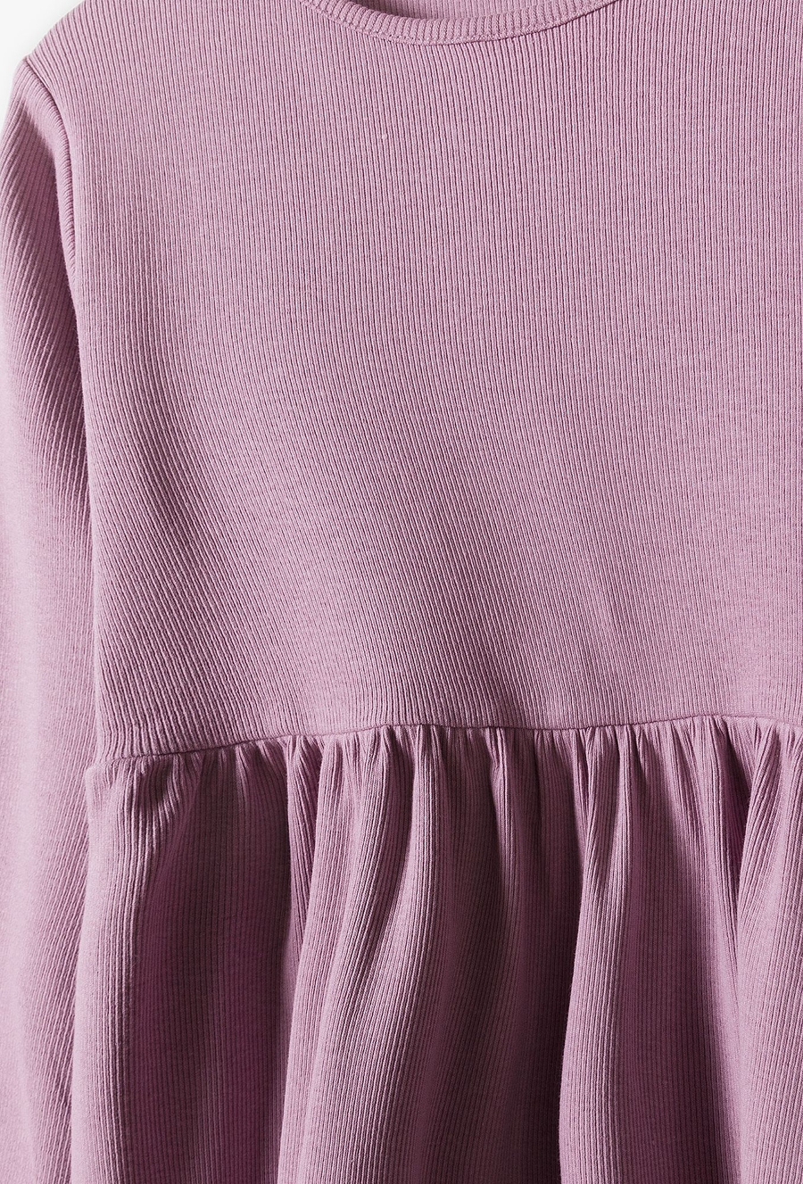 Dzianinowa sukienka dla dziewczynki - fioletowa w prążki