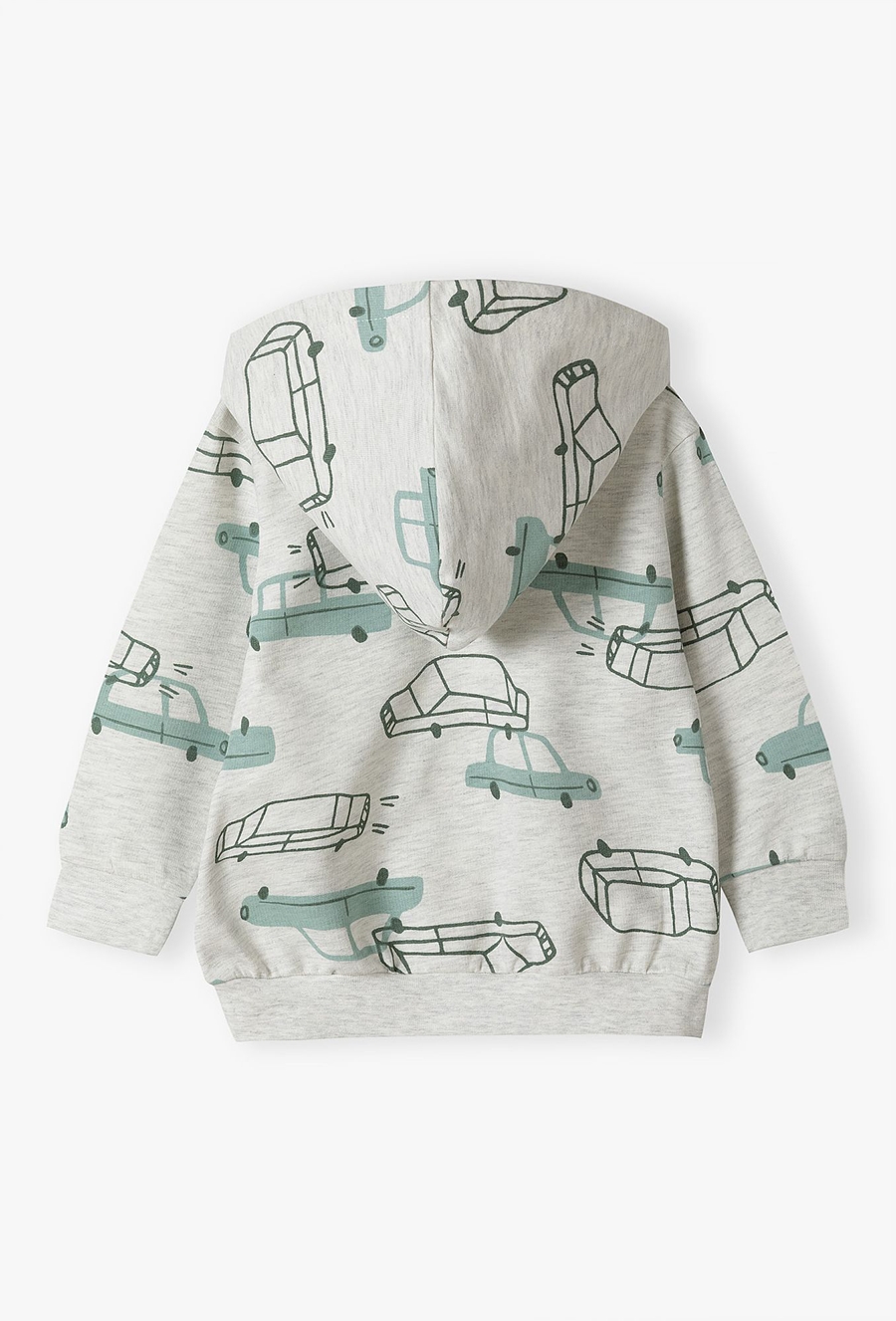 Szara bluza niemowlęca w samochodziki - rozpinana z kapturem