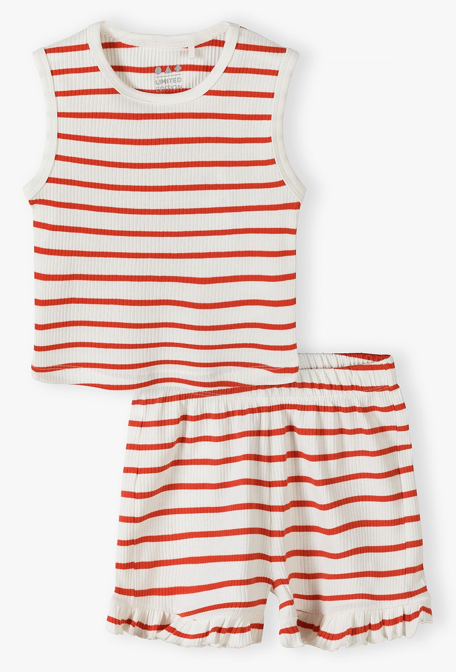 Komplet dziewczęcy dzianinowy na lato w prążki - Limited Edition