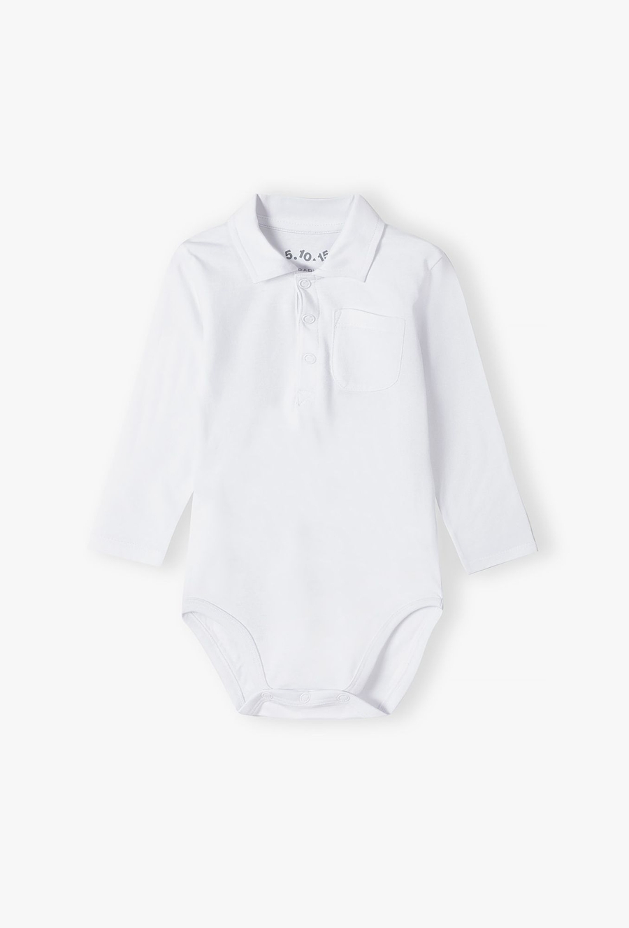Białe body niemowlęce z kołnierzykiem z długim rękawem