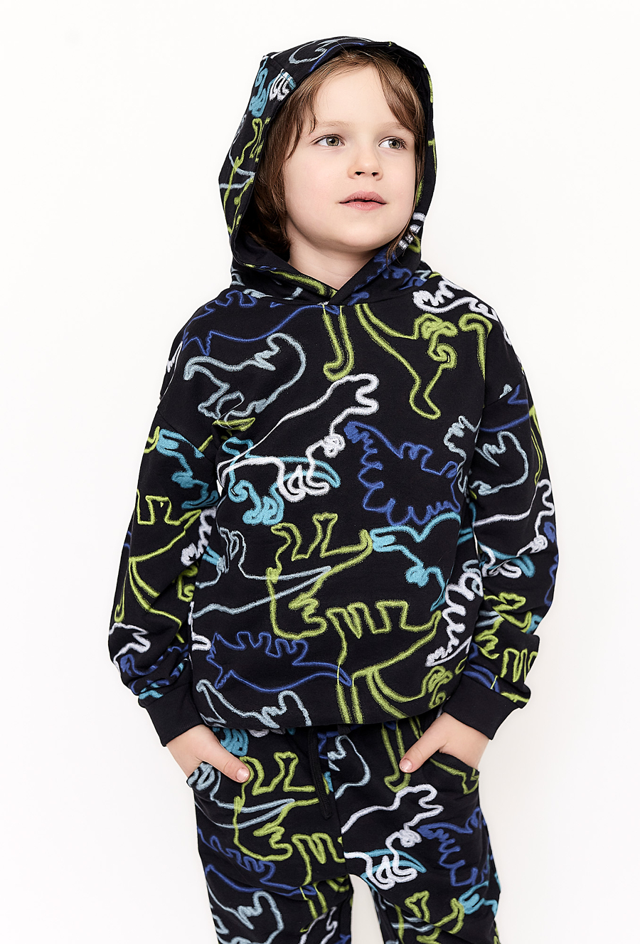 Czarna nierozpinana bluza w dinozaury - 510.15.