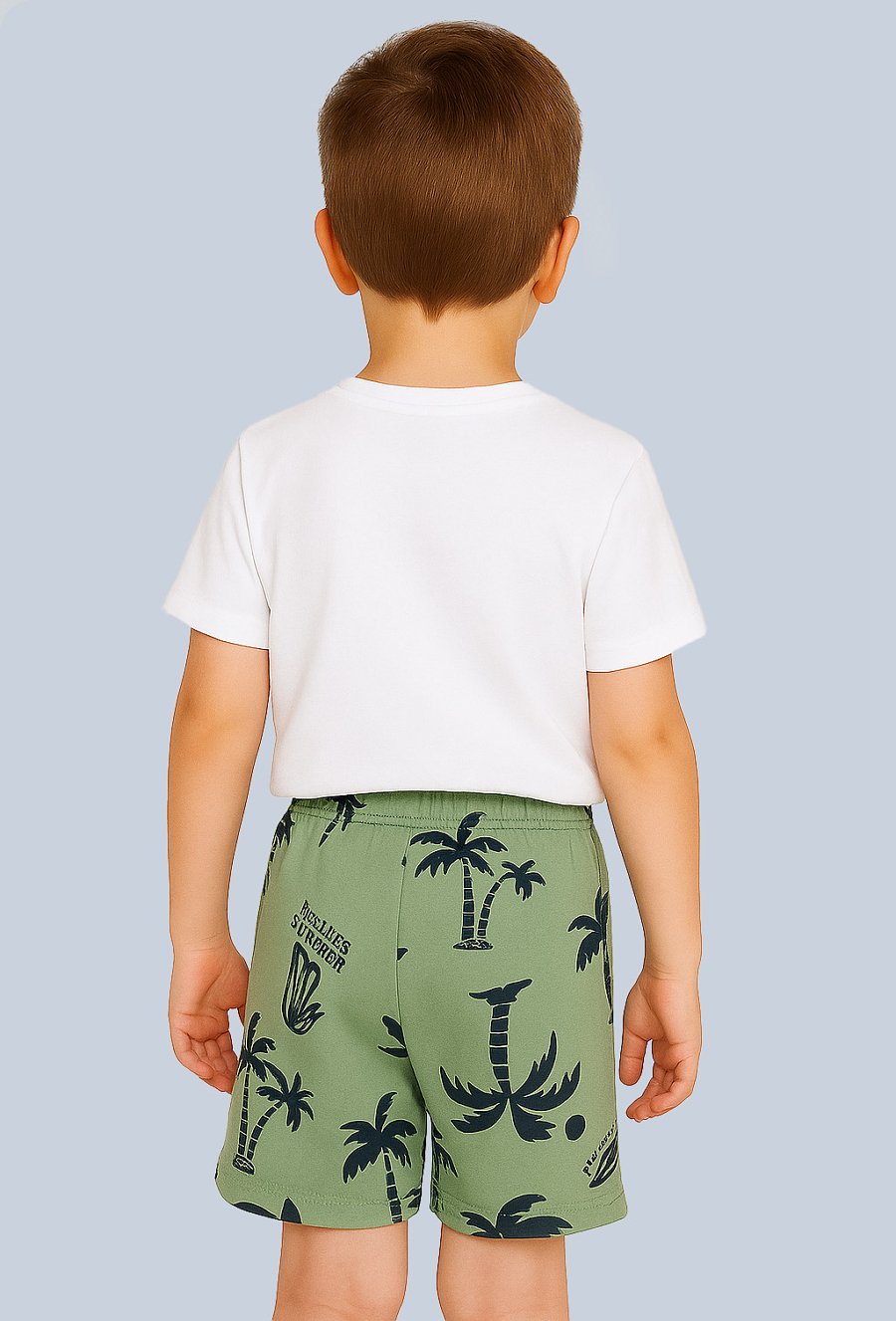Szorty chłopięce z nadrukiem palm – zielone