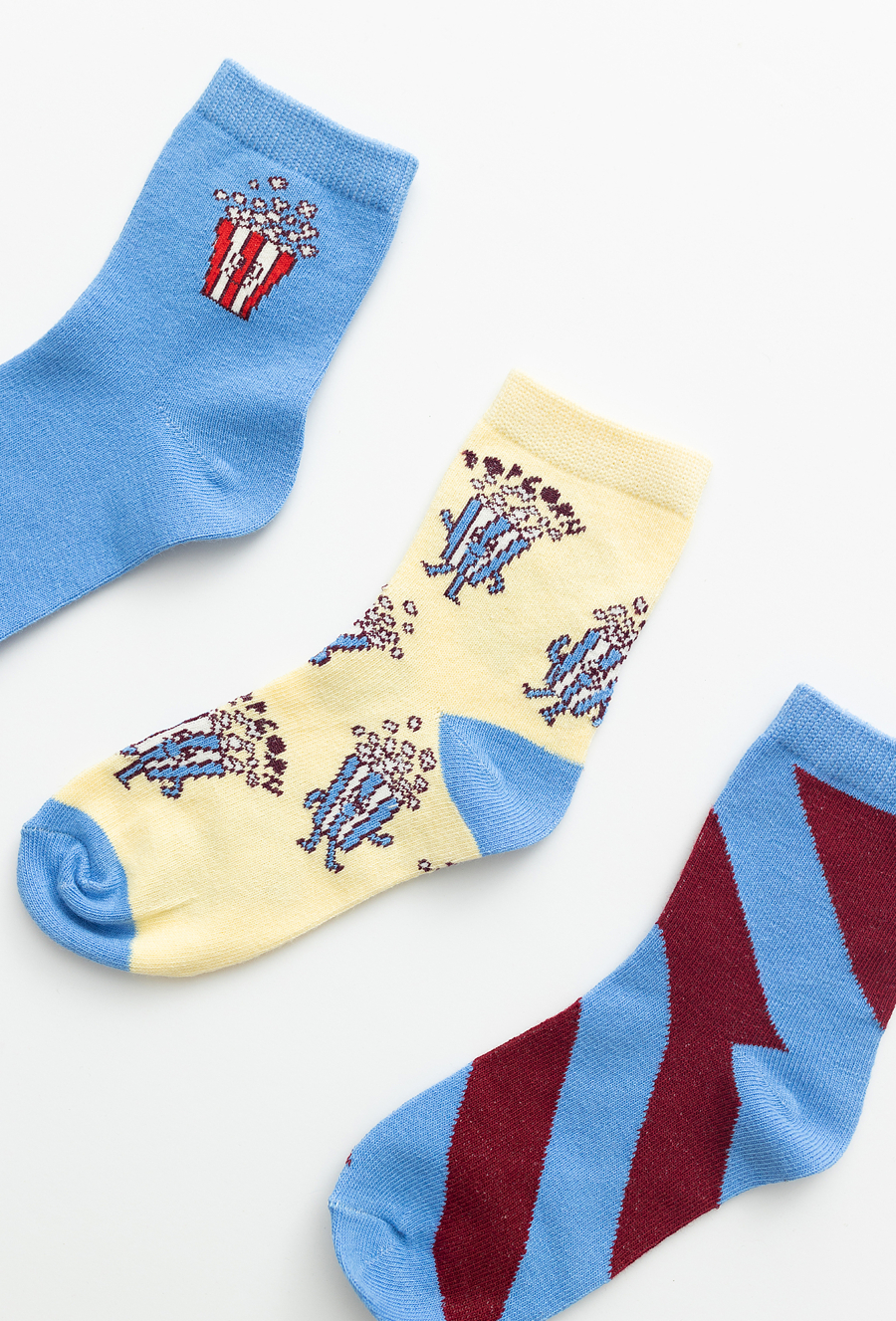 Skarpety dziecięce 3-pak z motywem popcornu.