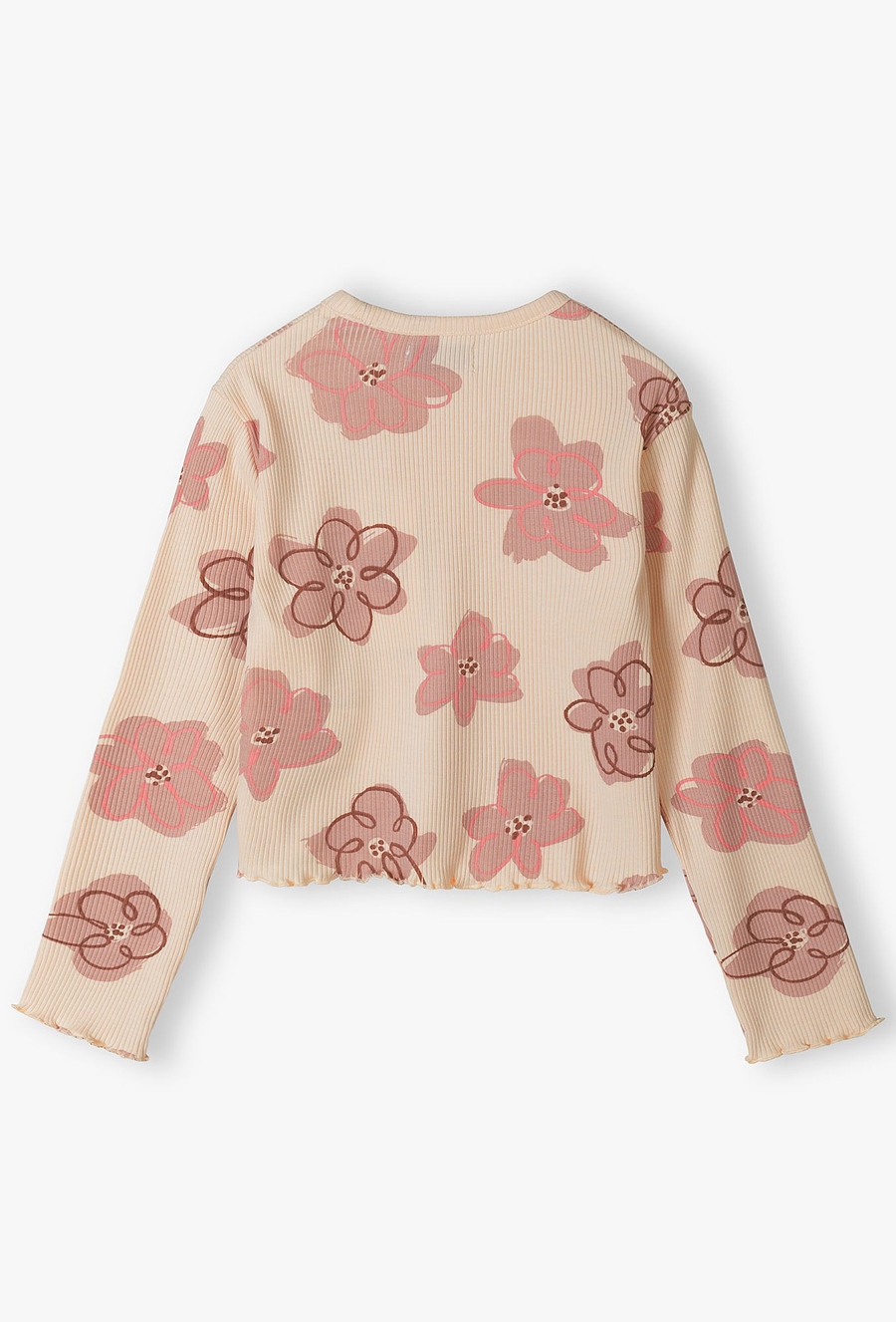 Bluzka dziewczęca z prążkowanej dzianiny w kwiatki