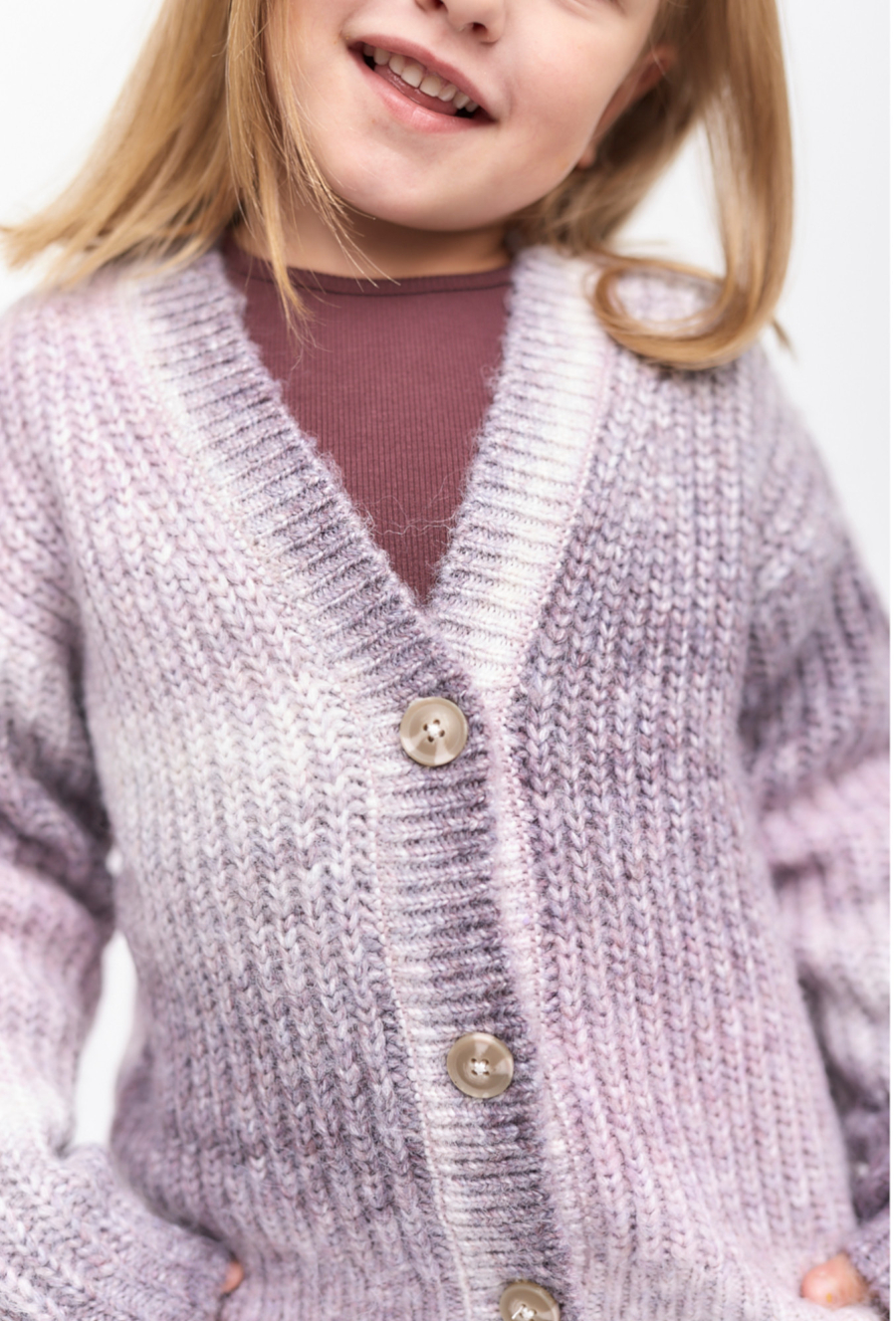 Sweter dziewczęcy rozpinany - fioletowy - ombre - 510.15.