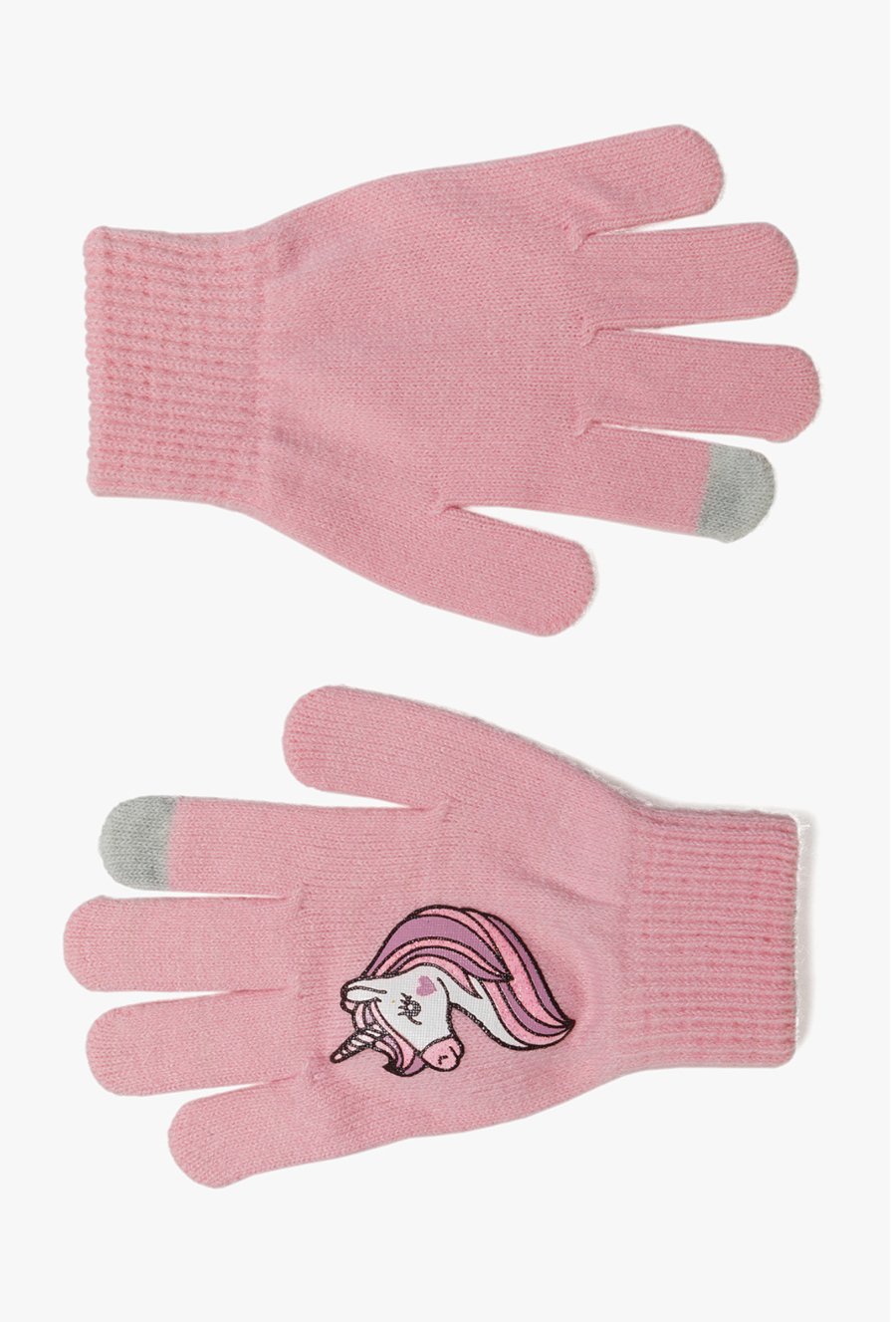 Różowe rękawiczki zimowe z jednorożcem