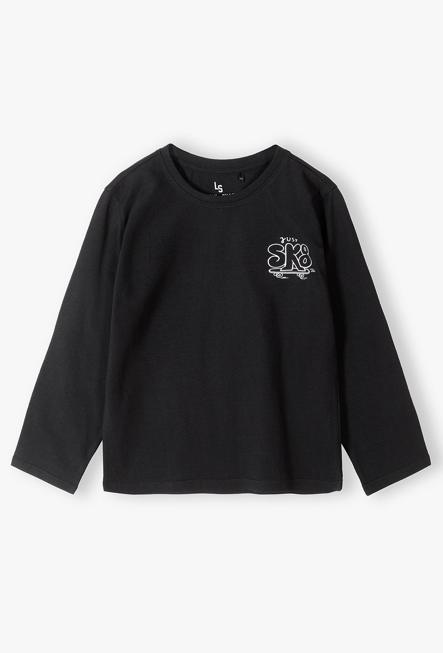 Czarna bluzka z długim rękawem chłopięca z bawełny