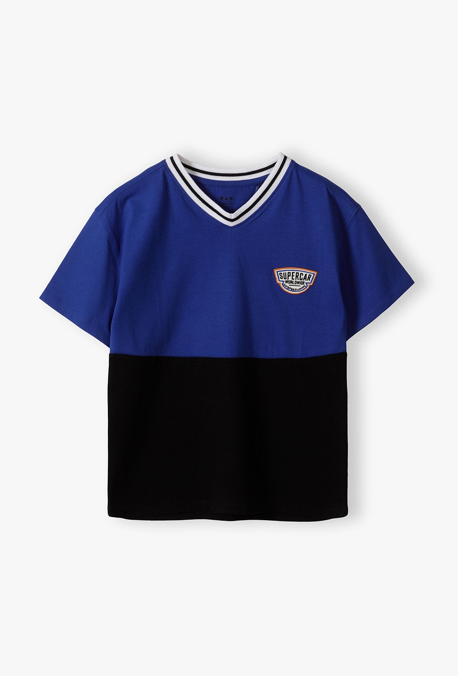 Granatowo-czarny t-shirt w serek - Limited Edition